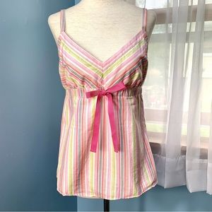 J. Crew Pastel Striped Sleeveless Top with Bow